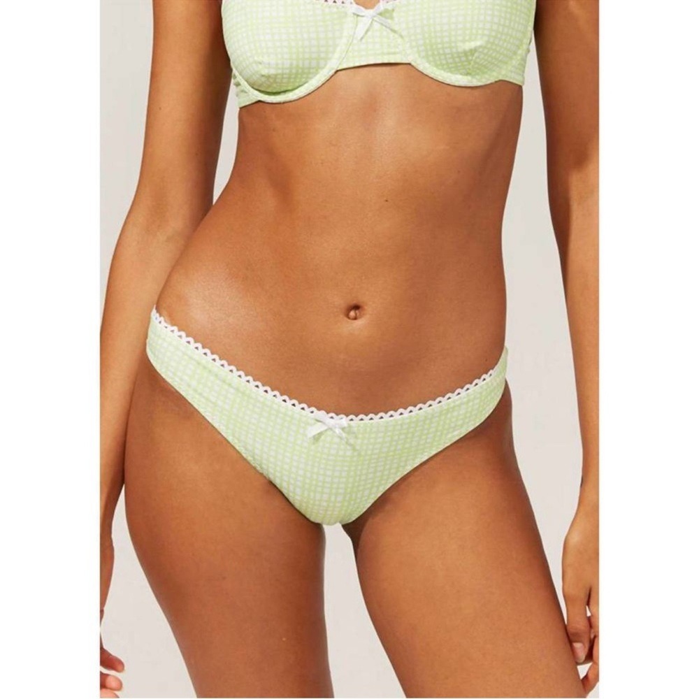 NEW SOLID & STRIPED daphne bikini‎ bottom in pistachio Mini Grid Green size XS